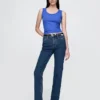 Jeans slim droit taille haute style années 90