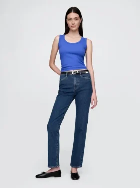 Jeans slim droit taille haute style années 90