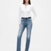 Jeans slim droit taille haute style années 90
