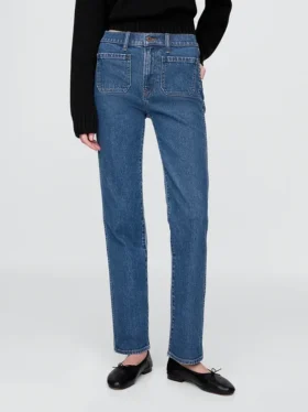 Jeans slim droit taille haute style années 90