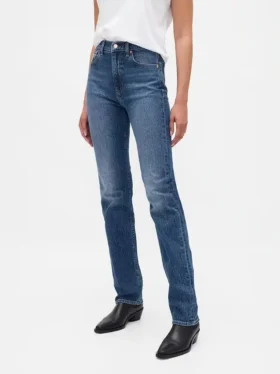 Jeans slim droit taille haute style années 90