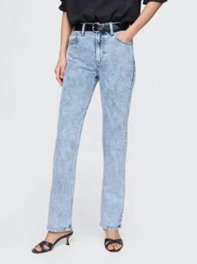 Jeans slim droit taille haute style années 90