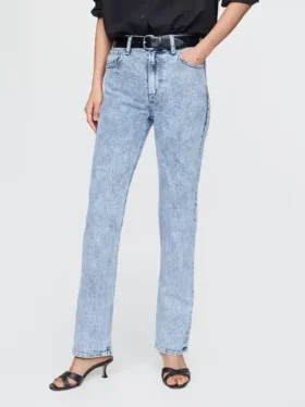 Jeans slim droit taille haute style années 90