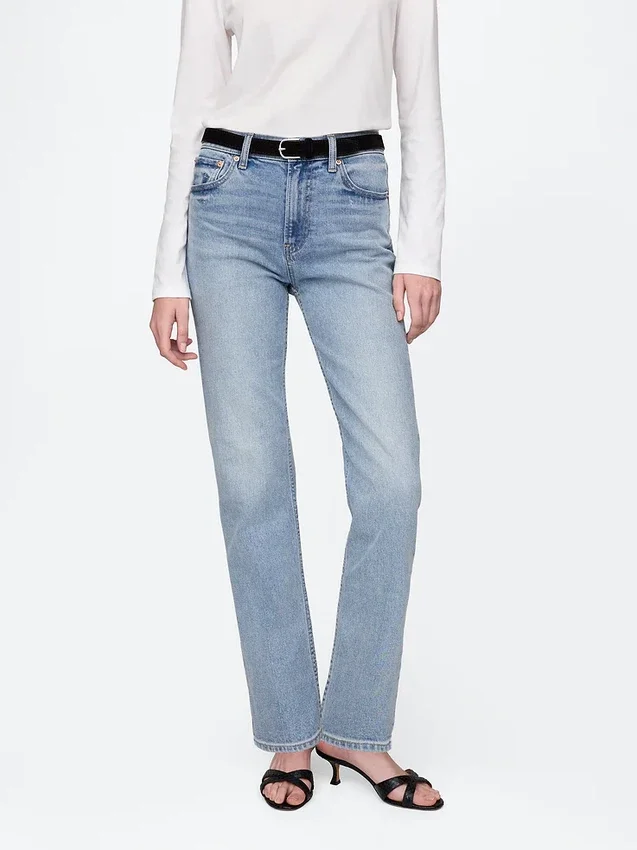Jeans slim droit taille haute style années 90