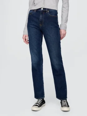 Jeans slim droit taille haute style années 90