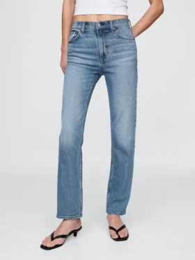 Jeans slim droit taille haute style années 90