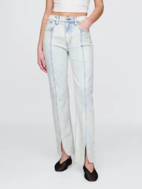 Jeans slim droit taille haute style années 90