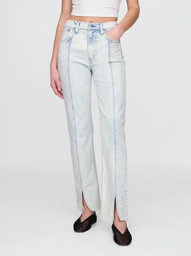 Jeans slim droit taille haute style années 90