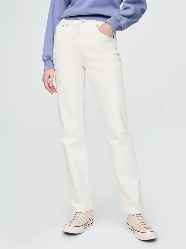 Jeans slim droit taille haute style années 90