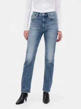 Jeans slim droit taille haute style années 90
