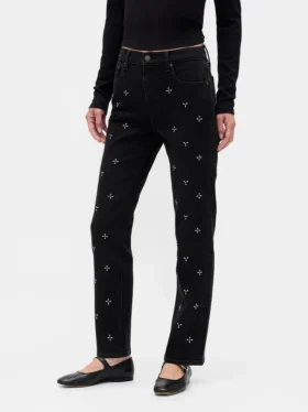 Jeans slim droit taille haute style années 90
