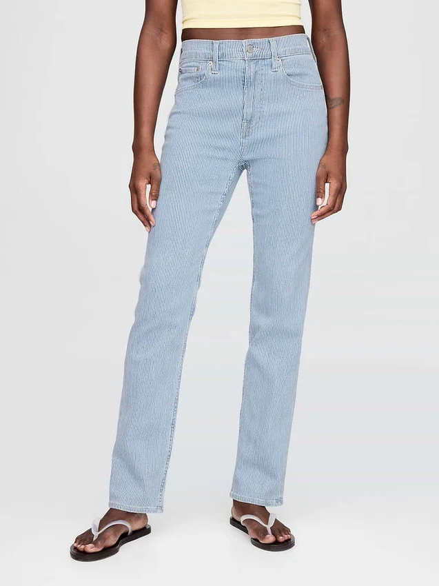 Jeans slim droit taille haute style années 90
