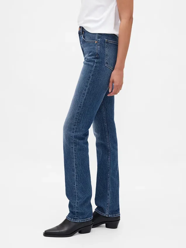 Jeans slim droit taille haute style années 90