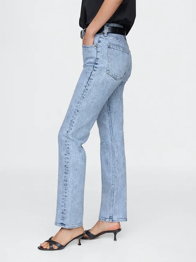 Jeans slim droit taille haute style années 90