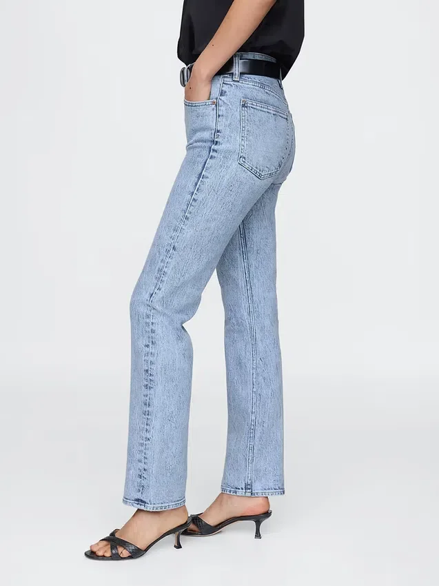 Jeans slim droit taille haute style années 90