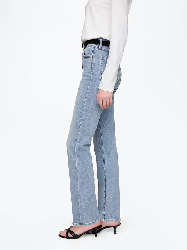 Jeans slim droit taille haute style années 90
