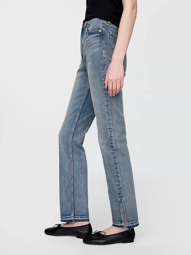 Jeans slim droit taille haute style années 90
