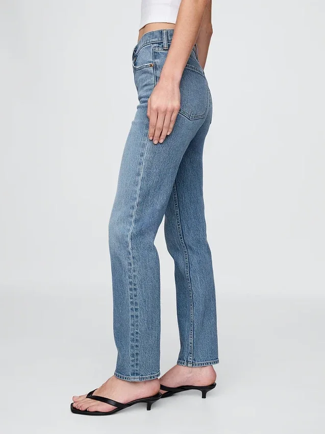 Jeans slim droit taille haute style années 90
