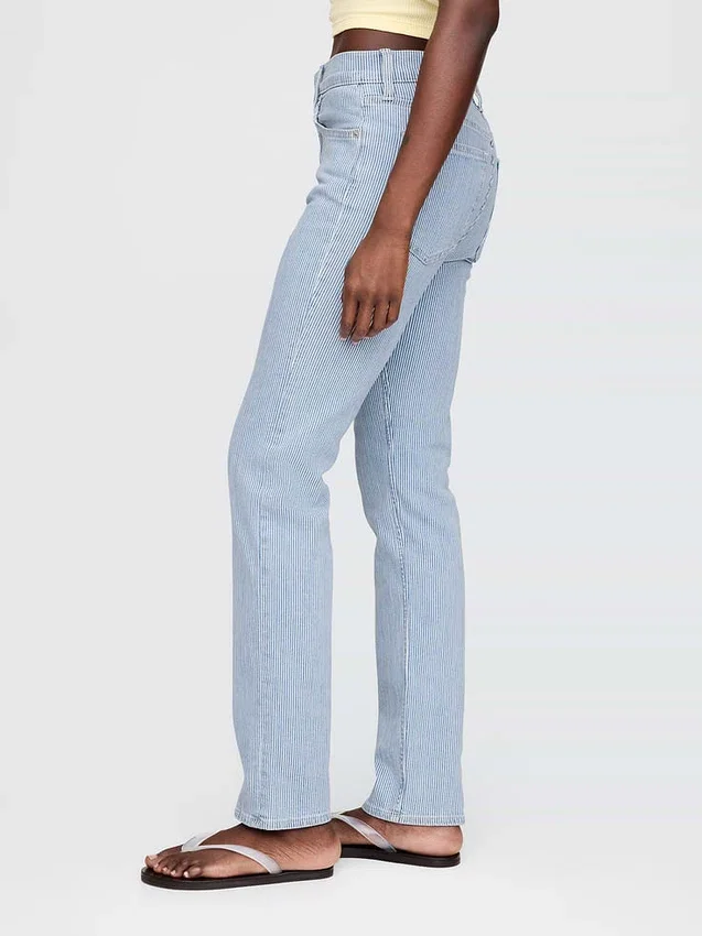 Jeans slim droit taille haute style années 90