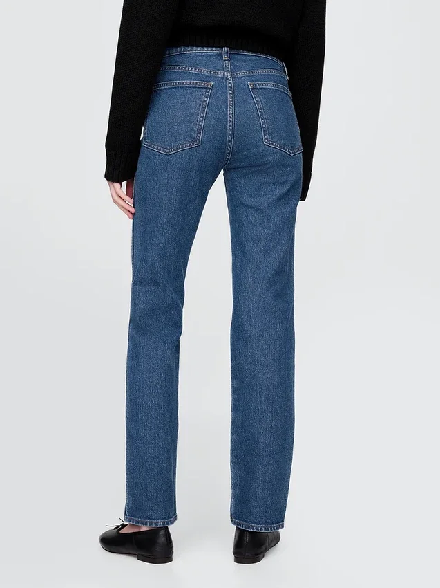 Jeans slim droit taille haute style années 90