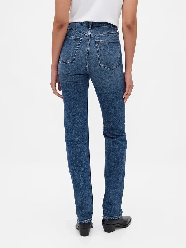 Jeans slim droit taille haute style années 90