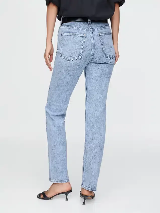 Jeans slim droit taille haute style années 90