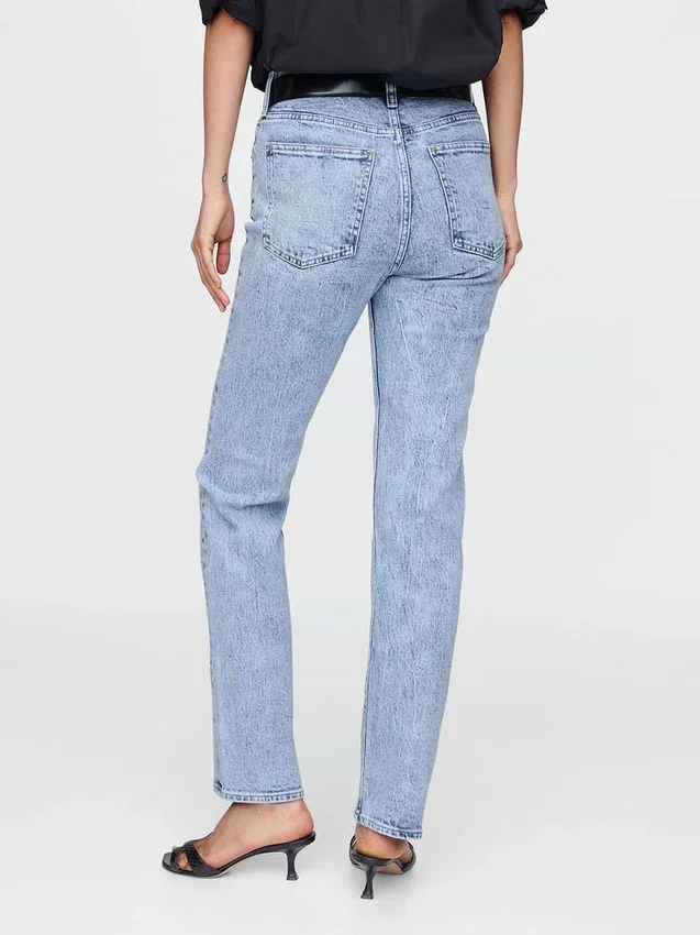 Jeans slim droit taille haute style années 90