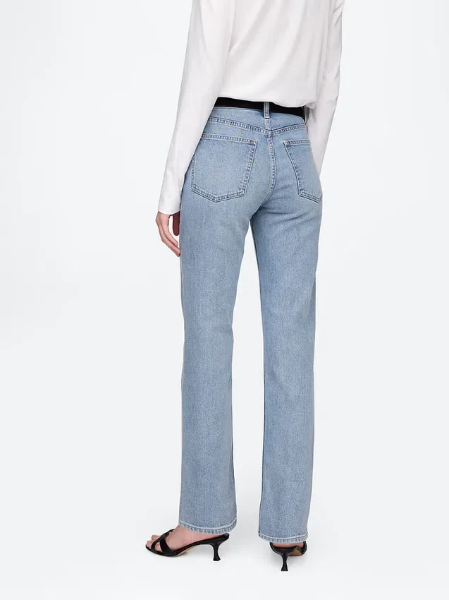 Jeans slim droit taille haute style années 90