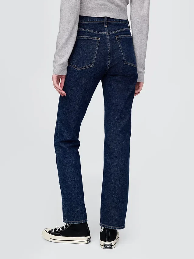Jeans slim droit taille haute style années 90