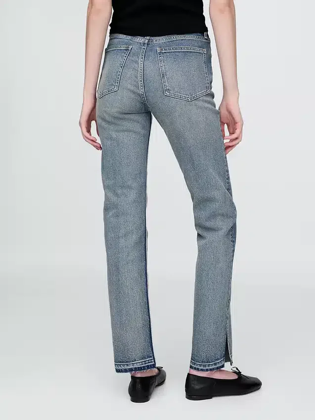 Jeans slim droit taille haute style années 90