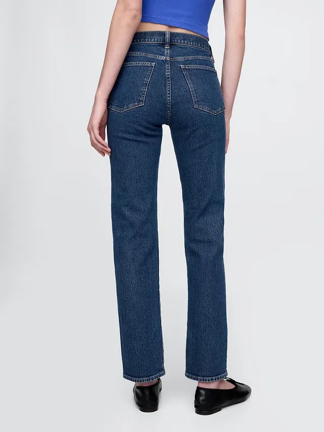 Jeans slim droit taille haute style années 90