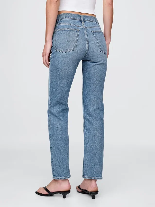 Jeans slim droit taille haute style années 90