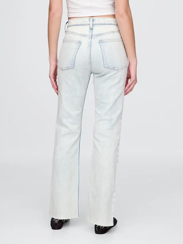Jeans slim droit taille haute style années 90