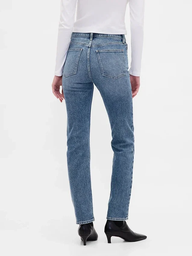 Jeans slim droit taille haute style années 90