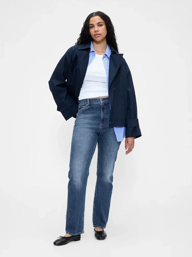 Jeans slim droit taille haute style années 90
