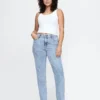 Jeans slim droit taille haute style années 90