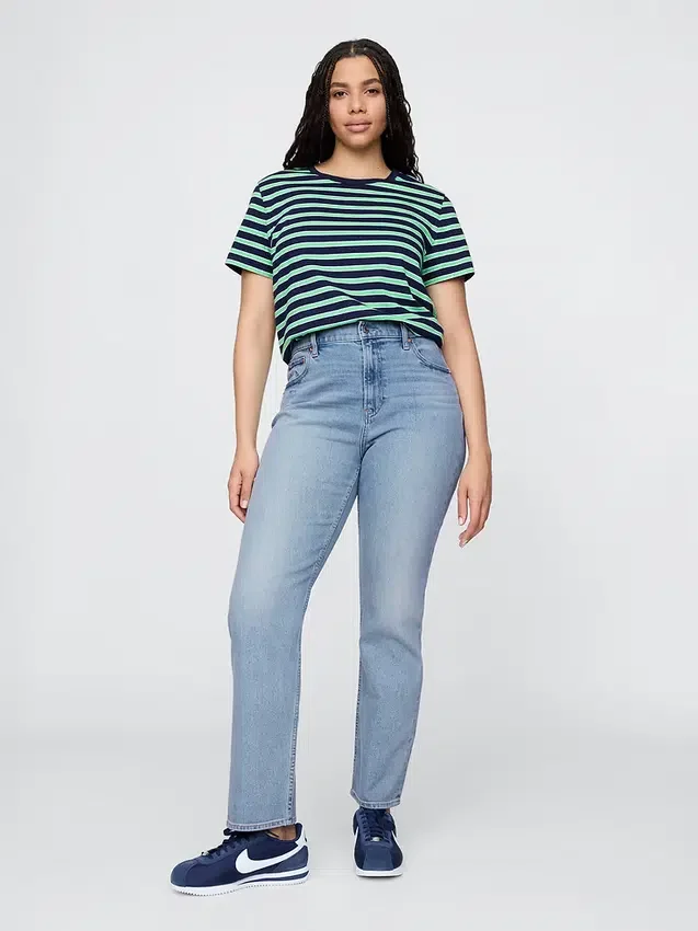 Jeans slim droit taille haute style années 90