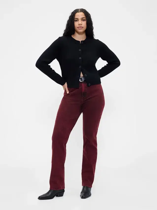 Jeans slim droit taille haute style années 90