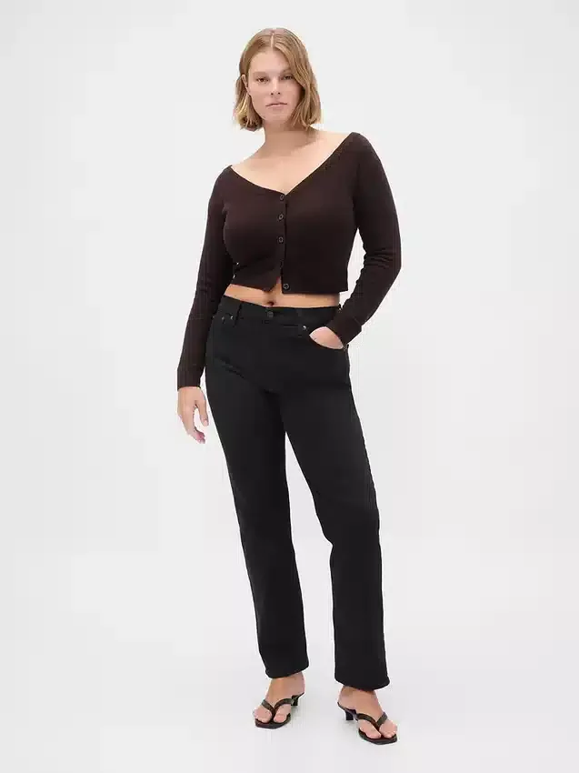 Jeans slim droit taille haute style années 90