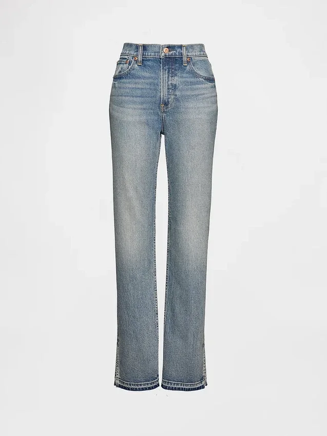 Jeans slim droit taille haute style années 90