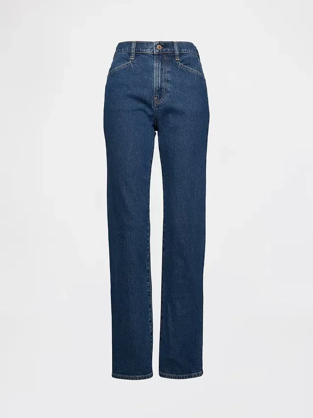 Jeans slim droit taille haute style années 90