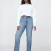 Jeans slim droit taille haute style années 90