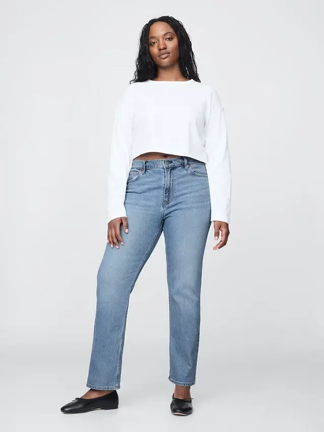 Jeans slim droit taille haute style années 90