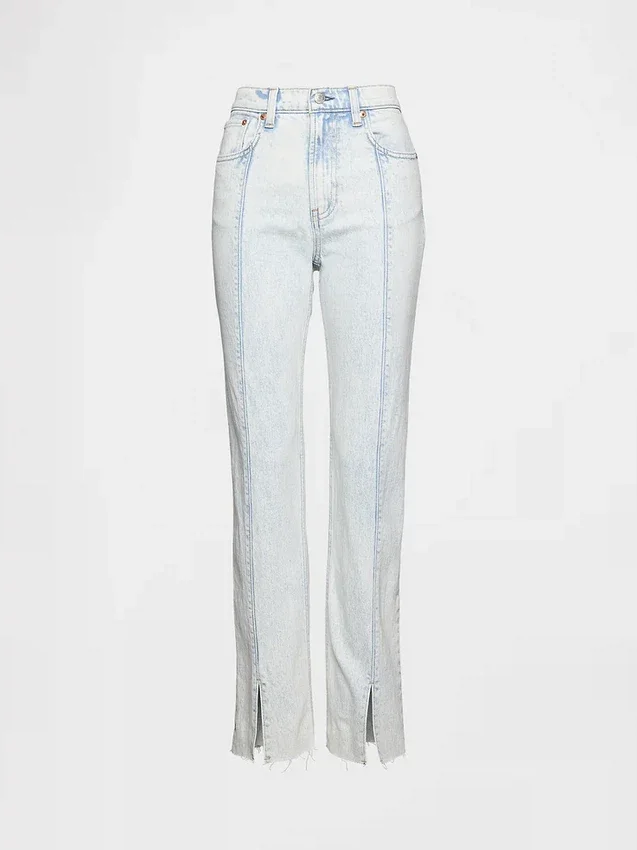 Jeans slim droit taille haute style années 90