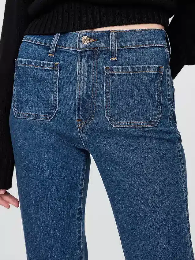 Jeans slim droit taille haute style années 90
