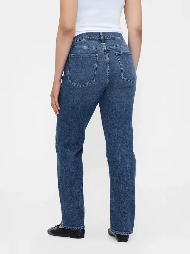 Jeans slim droit taille haute style années 90