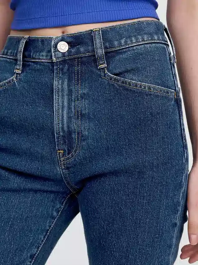 Jeans slim droit taille haute style années 90