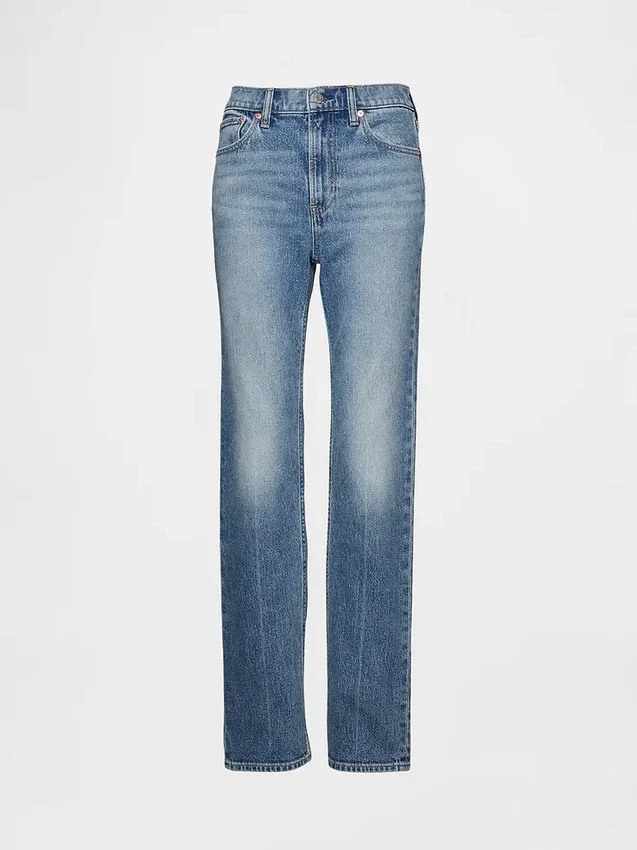 Jeans slim droit taille haute style années 90