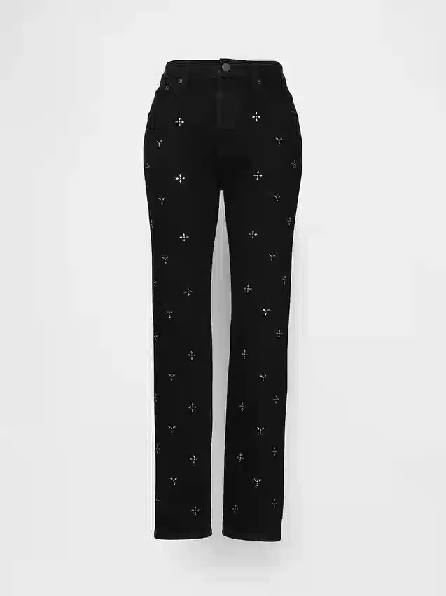 Jeans slim droit taille haute style années 90