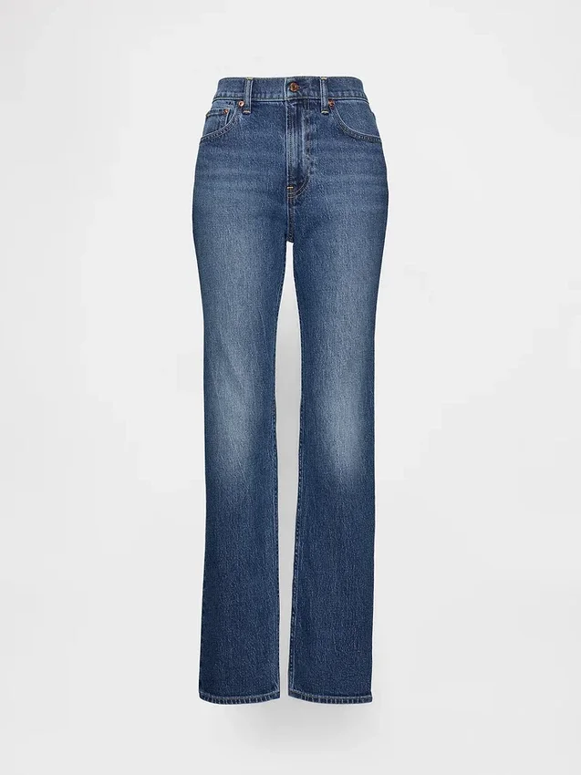 Jeans slim droit taille haute style années 90